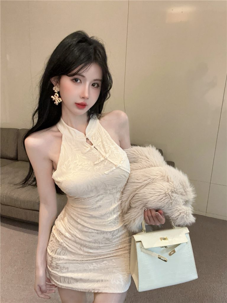 New Chinese Style Lace Bodycon Mini Dress for Women